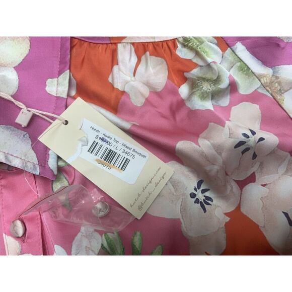 Hutch Kodie Top Women's Size Large Mixed Bouquet Floral Button Down Blouse NWT - Picture 12 of 14